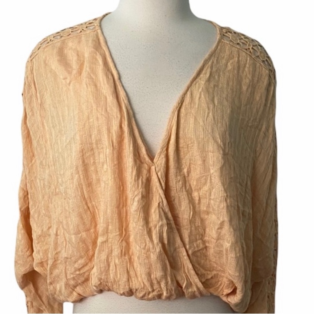 Free people runaway crochet orange top sz-XS - Picture 2 of 7